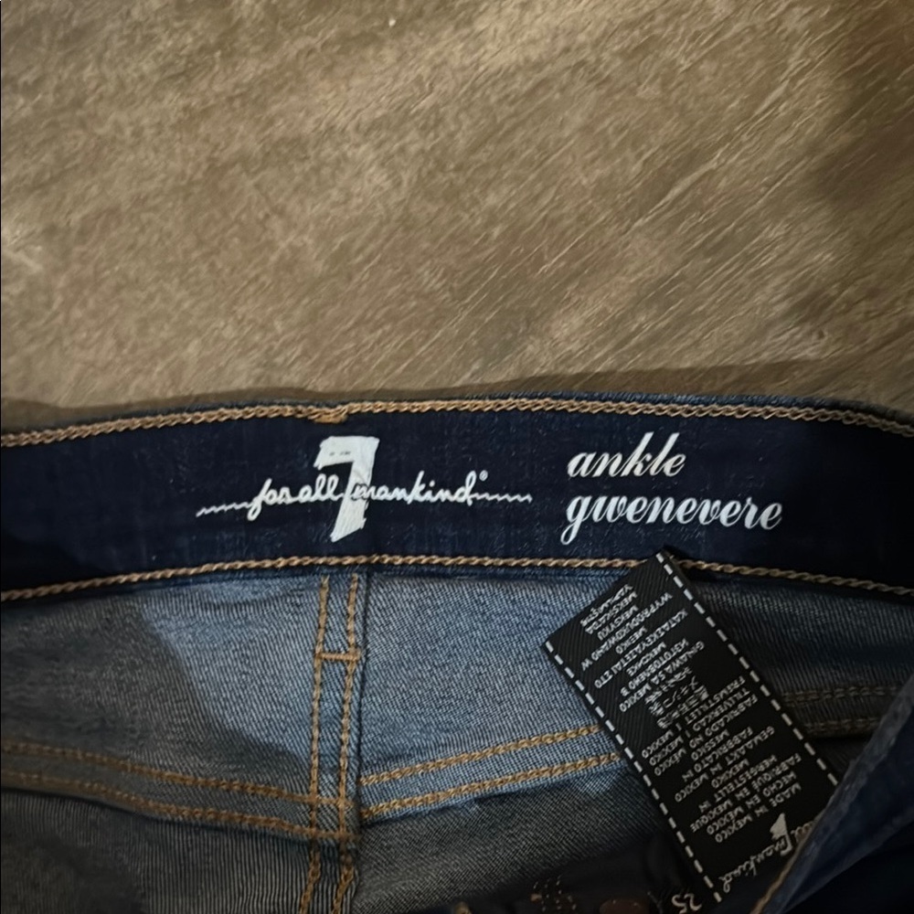 7 for all mankind Blue Skinny Jeans with Tapered Leg and Faded Look - Picture 4 of 7